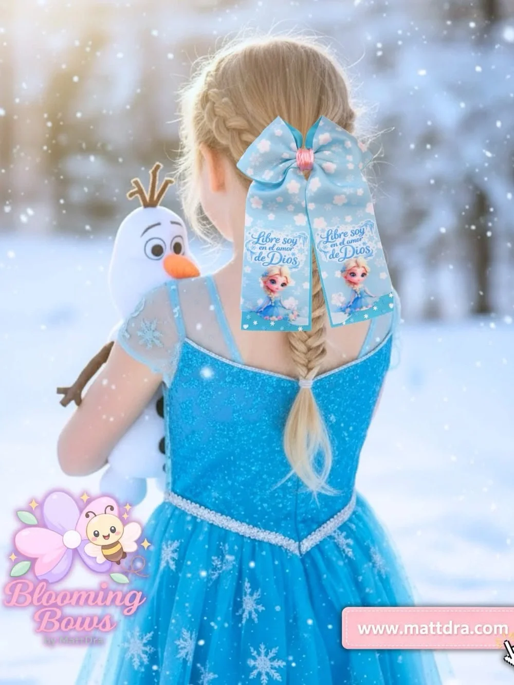 Handmade Christian Princess Inspired Hair Bow Faith Boutique Hair Bow- Frozen